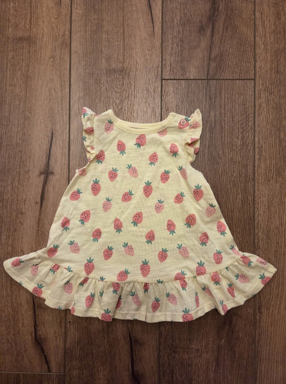 Garanimals Yellow Dress with Pink Strawberry Print and Ruffle Hem 6-9 Months NWT